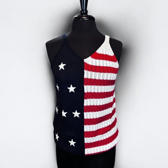 Red Stars and Stripes Flag Pattern Knitted Tank - Picture 4 of 13